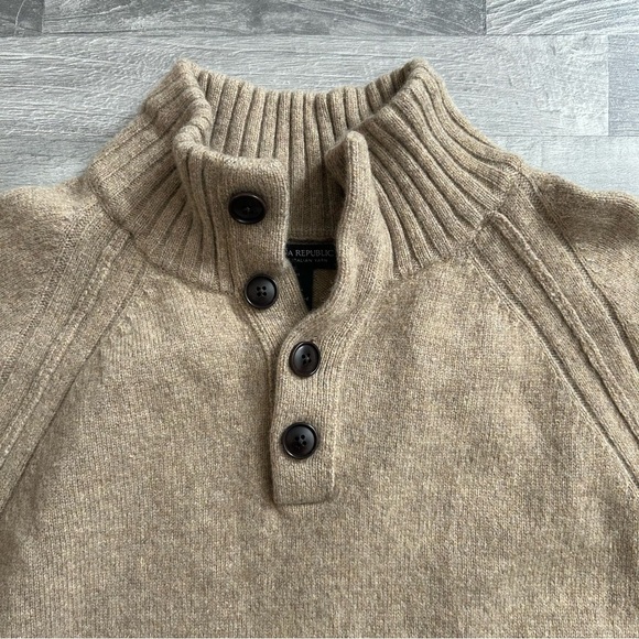 Banana Republic Men's Italian Tan Wool Mock Neck Sweater Tall XL - Picture 4 of 6